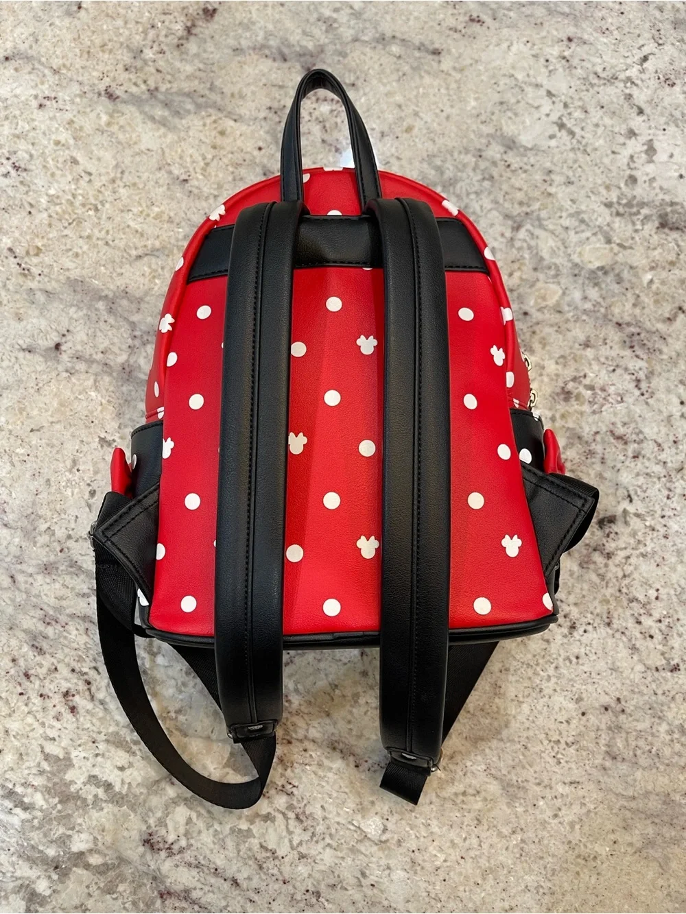 Disney Loungefly Red, Black & White Minnie Mouse Polka Dot Bow Kids Backpack
